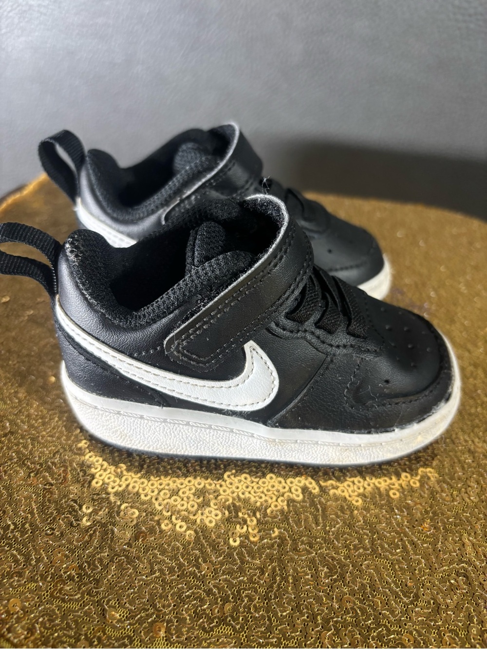 Nike Court Borough Low 2 Shoes Black White Toddler Unisex Size 4